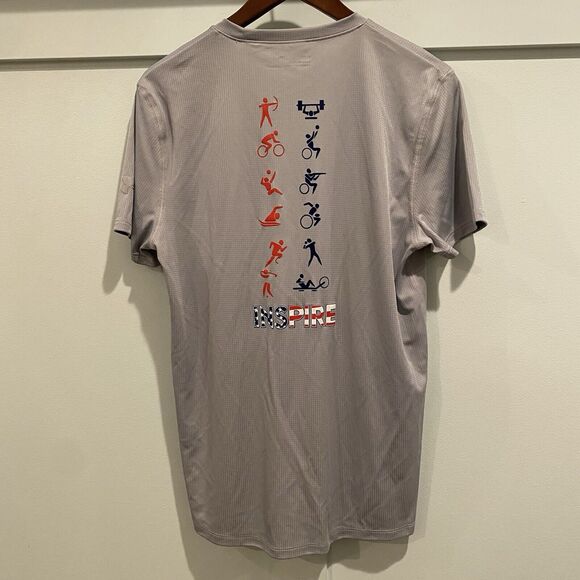 Under Armour T Shirt Men Small Gray Warrior Games Loose Heat Gear Short Sleeve - Picture 9 of 13